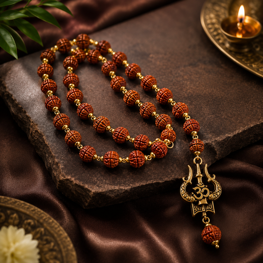 Om Trishul Rudraksha Mala