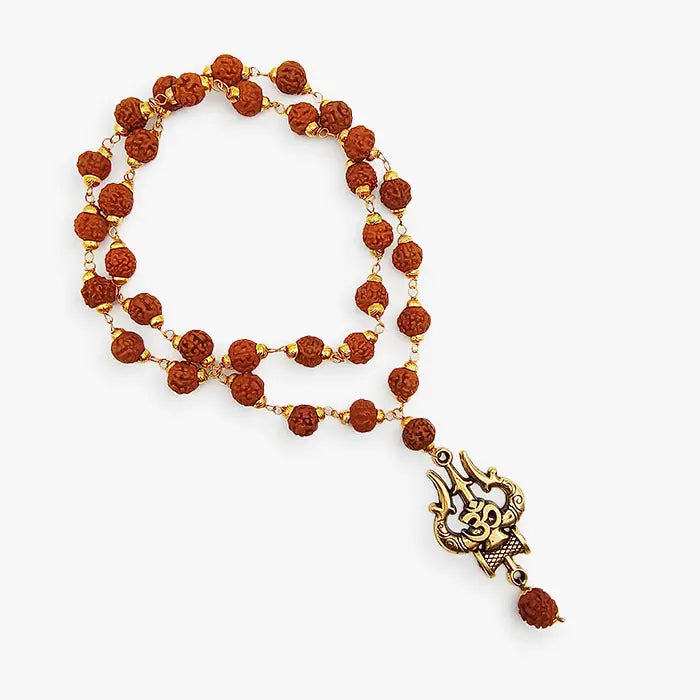 Why Wear an Om Trishul Damru Rudraksha Mala? Benefits & Spiritual Significance