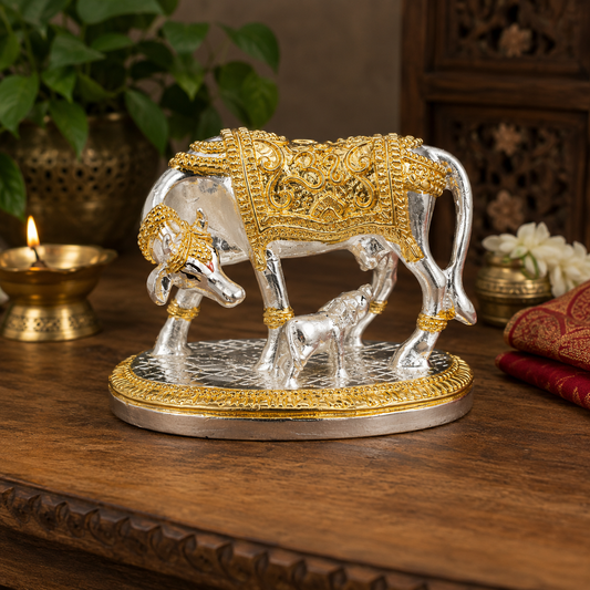 Kamdhenu Cow With Calf Decorative Statuette