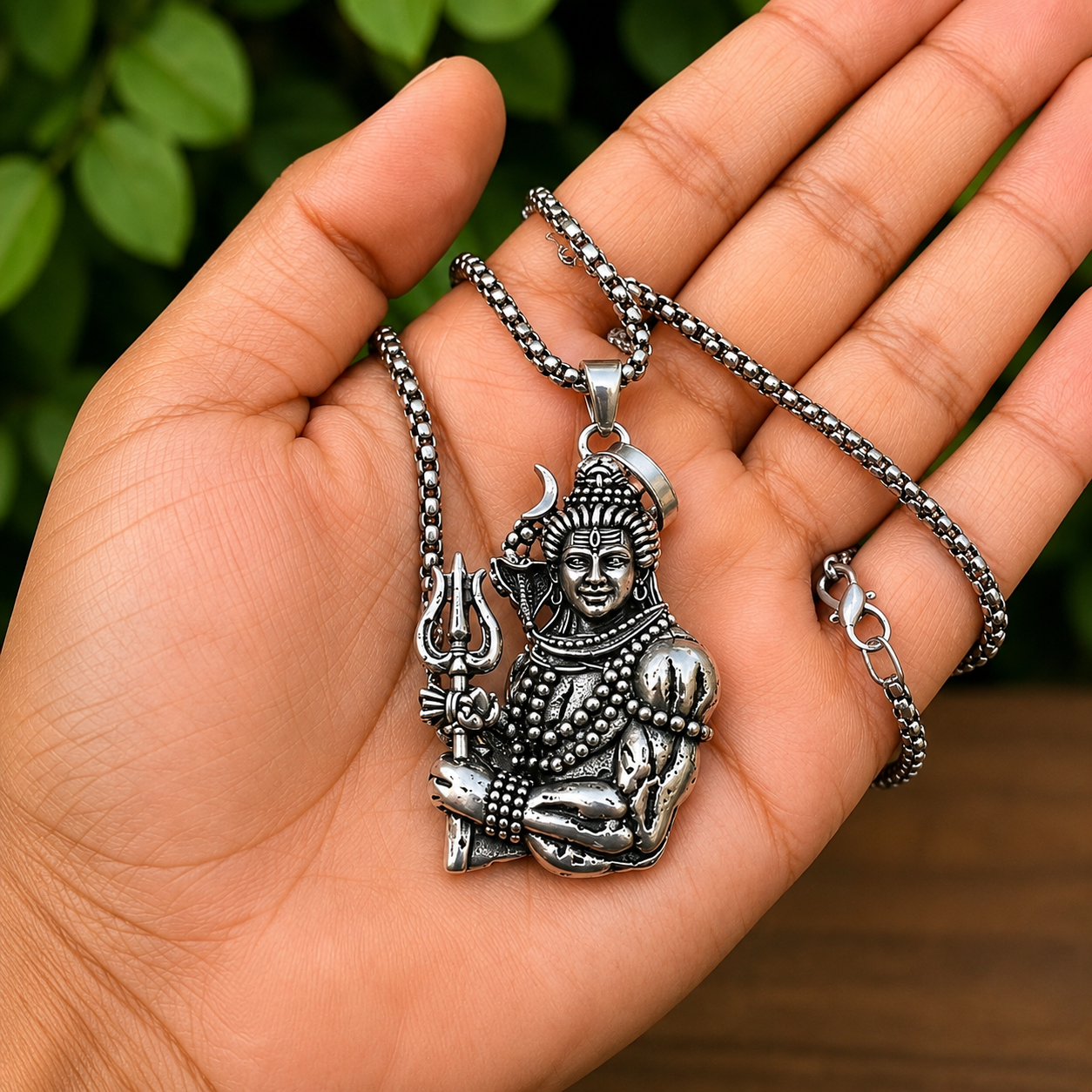 Lord Shiva With Trishul Pendant Chain