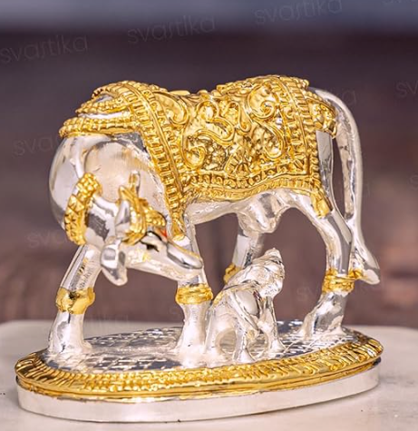 Kamdhenu Cow With Calf Decorative Statuette