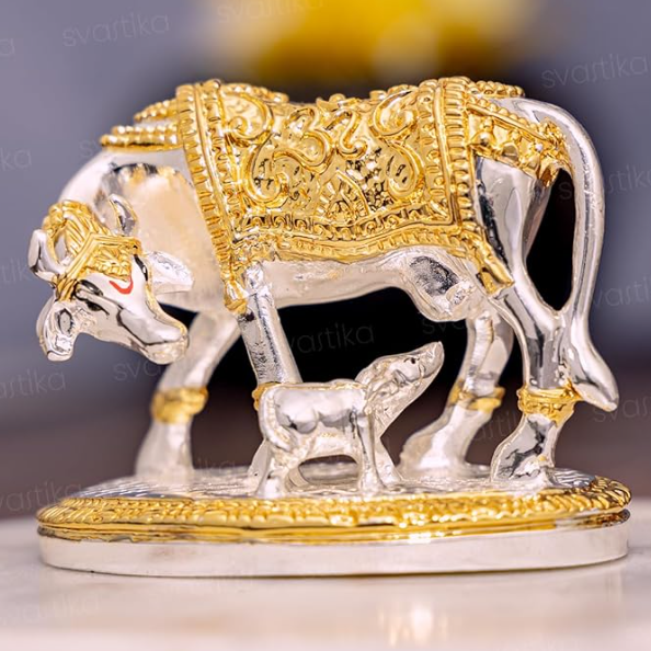 Kamdhenu Cow With Calf Decorative Statuette