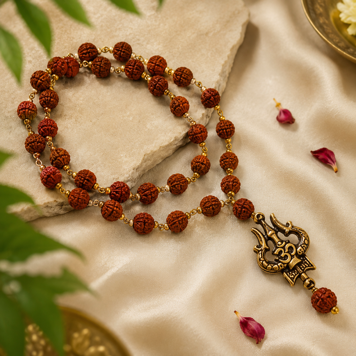 Om Trishul  Rudraksha Mala