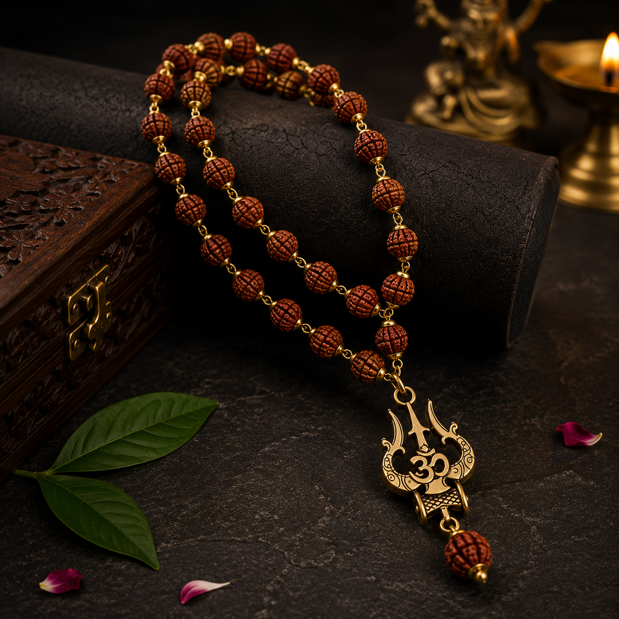 Om Trishul  Rudraksha Mala