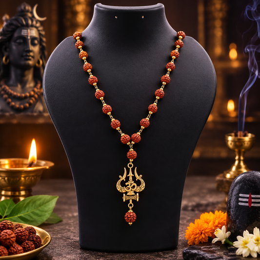 Om Trishul  Rudraksha Mala