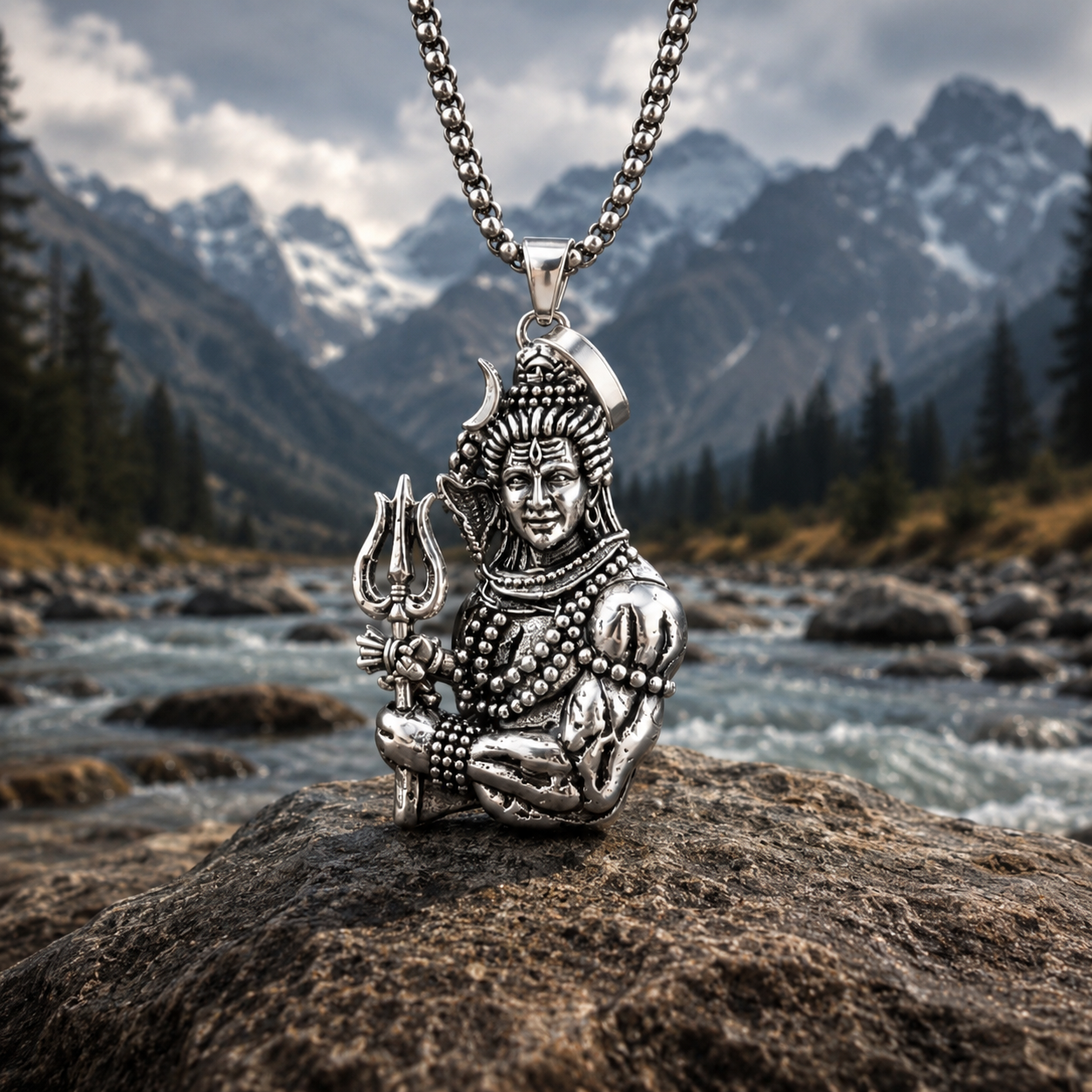 Shiva With Trishul Pendant
